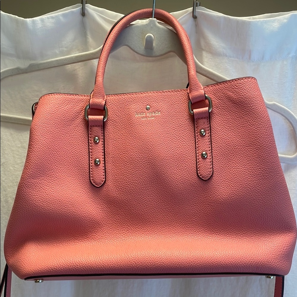 Kate Spade Coral Pink Evangeline Satchel with Structured Elegance